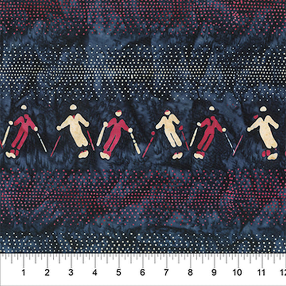 Elevation Skiers Batik Fabric 80681-49 from Banyan Batiks