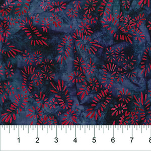 Elevation Navy Red Leaves Batik Fabric 80685-89 from Banyan Batiks by the yard