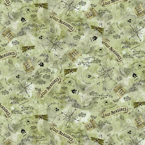 Explorer Beige Sage Lost Treasures Fabric DDC10158-Sage  from Michael Miller by the yard