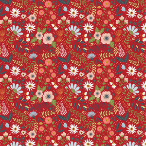 Farm Girls Unite Red Floral Fabric FG20714 from Poppie Cotton by the yard