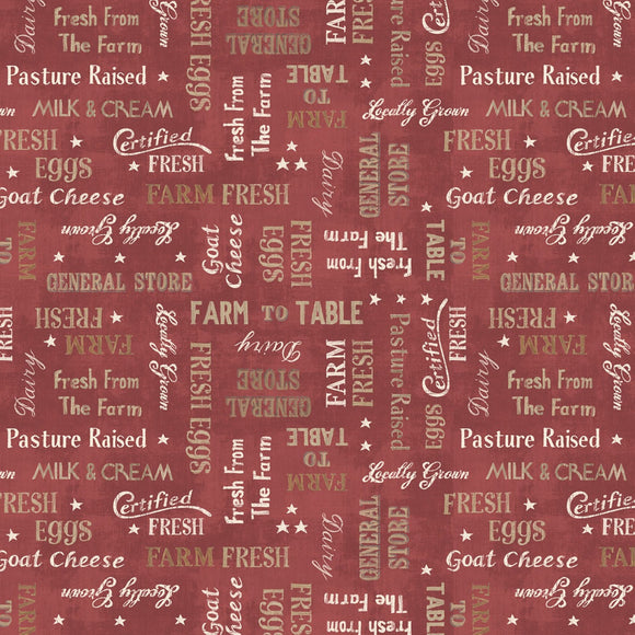 Farmhouse Chic Red Words Fabric 89242-321 from Wilmington