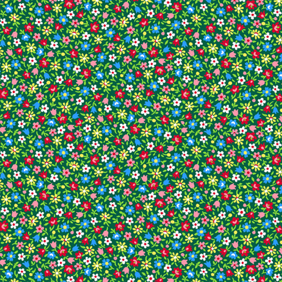 Floral Cache Green Small Packed Floral 28885F from Quilting Treasures by the yard