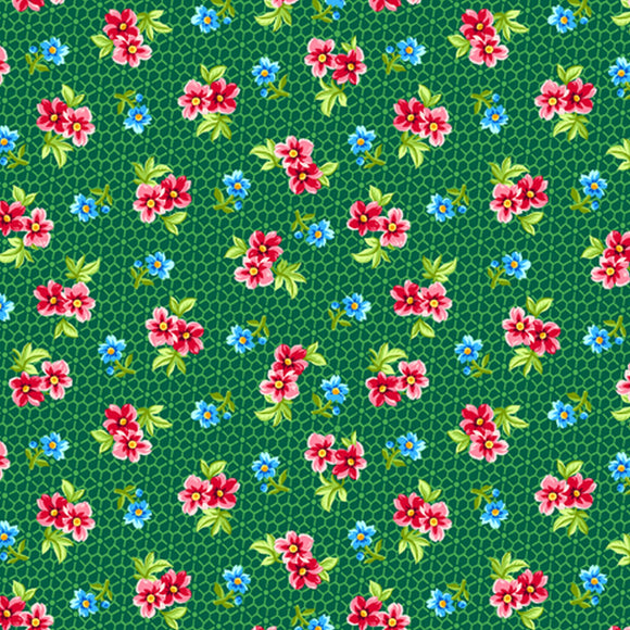 Floral Cache Green Spaced Floral Fabric 28886F from Quilting Treasures by the yard
