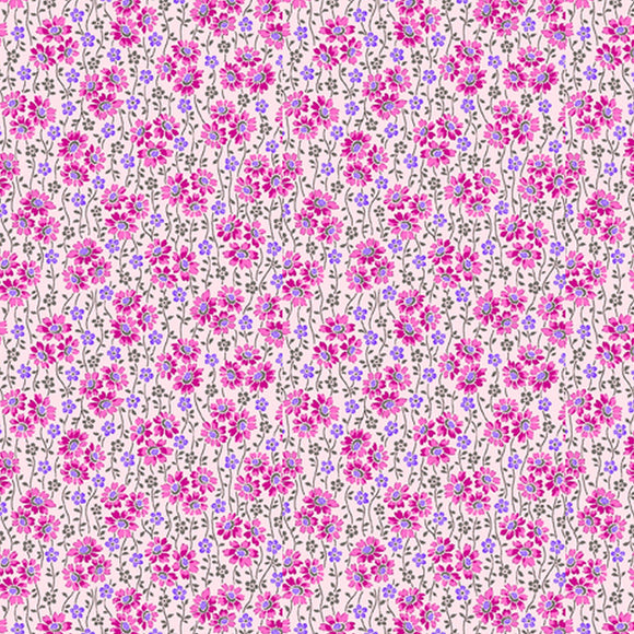 Floral Cache Pink Floral & Stems 28887P from Quilting Treasures by the yard