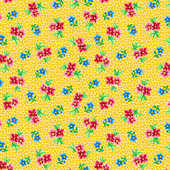 Floral Cache Yellow Spaced Floral Fabric 28886S from Quilting Treasures by the yard