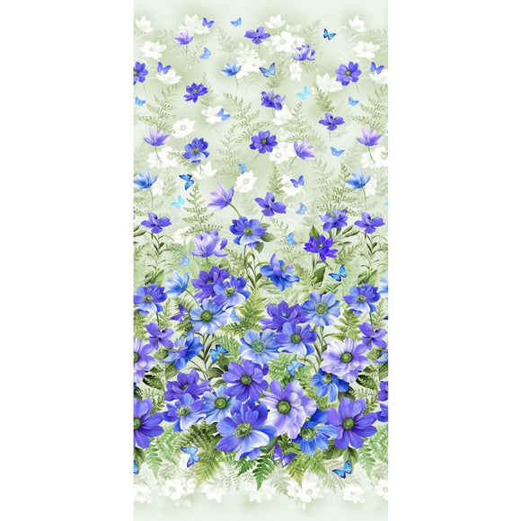 Floral Garden Fantasy Blue Floral Border CX10228-BLUE from Michael Miller by the yard