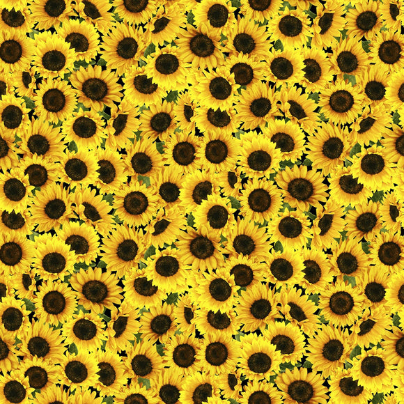 Hen House Yellow Packed Sunflowers Fabric C8781 from Timeless Treasures