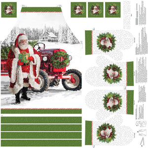 Here Come Santa White Apron & Oven Mitt Panel DP24076-10 from Northcott by the panel