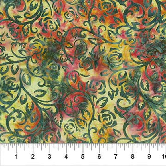 Home Sweet Home Forest Green Batik Fabric 80881-78 from Northcott by the yard