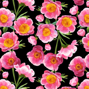 Hydrangea Garden Black Digital Poppy Fabric 5891-99 from Studio E by the yard
