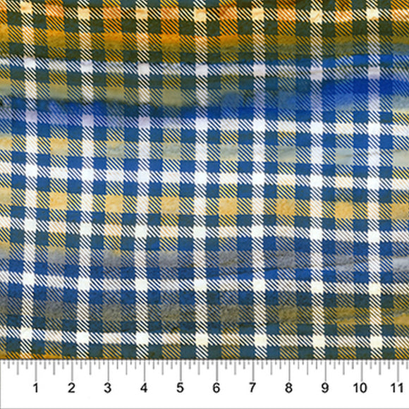 Kilts And Quilts Blue/Orange Plaid Fabric 80390-44 from Banyan Batiks by the yard