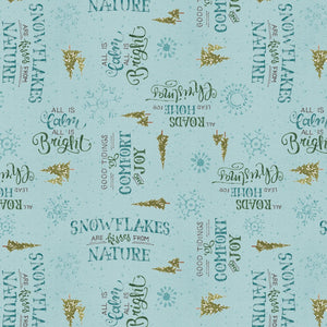 Magical Christmas Blue Words Allover Holiday Fabric 86464-447 from Wilmington by the yard