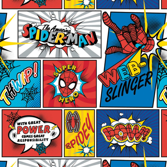 Marvel Kawaii II Spiderman Web Slinger Fabric 13080032-01 from Camelot by the yard