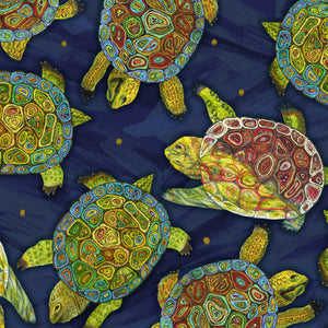 Mosaic Turtles Navy Toss 29088-N from Quilting Treasures by the yard