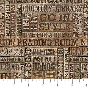 Nature's Calling Brown Reading Room Fabric 24041-14 from Northcott by the yard