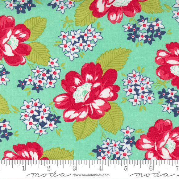 One Fine Day Aqua Large Floral Fabric 55230-12 by Bonnie & Camille from Moda by the yard