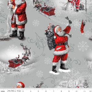 Picture a Christmas Gray Santa Allover CD12370 from Riley Blake Designs by the yard