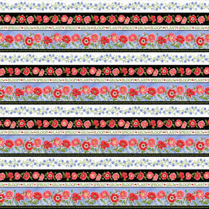 Poppy Meadows Repeating Border Stripe Fabric 1889-89 from Henry Glass by the yard