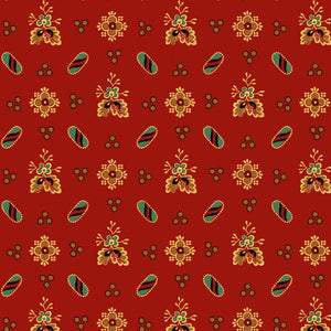 Rooster Farm House Red Foulard Reproduction Fabric RFHO4792-R from P & B by the yard