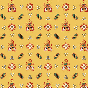 Rooster Farm House Yellow Foulard Reproduction Fabric RFHO4792-Y from P & B by the yard