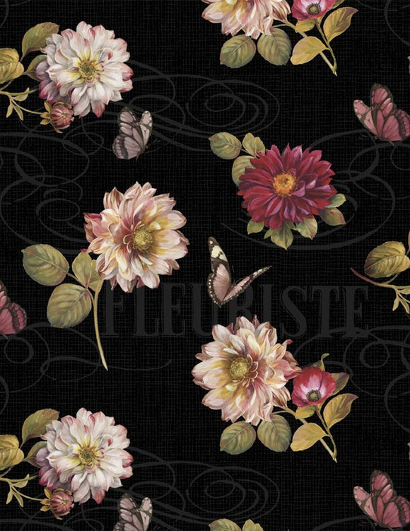 Rosewood Lane Black Floral Fabric 86509-991 from Wilmington by the yard