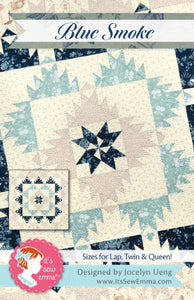 Sister Bay Blue Smoke Queen Size Quilt Kit
