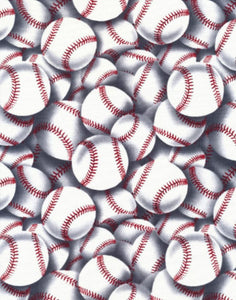 Sports White Baseballs Fabric C2159 from Timeless Treasures by the yard.