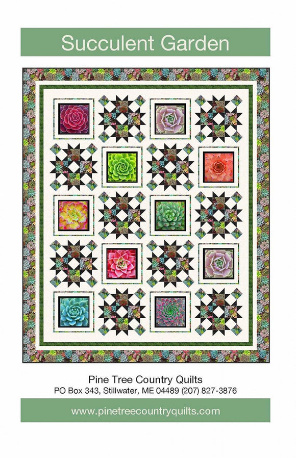 Succulent Garden Quilt Pattern PT1741 from Pine Tree Country Quilts by the pattern