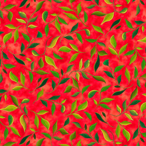 Wild Beauty Red Leaf Sprigs Fabric 28507-R from Quilting Treasures