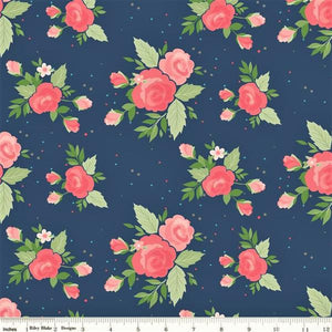 Winifred Rose Large Blue Floral Fabric C9220-Navy from Riley Blake by the yard