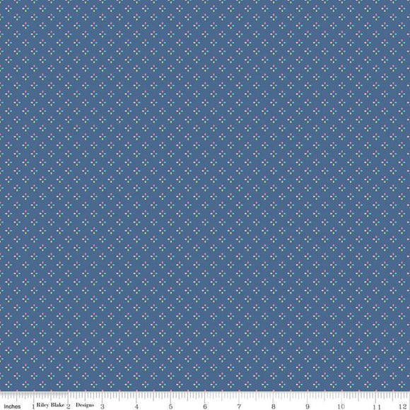 Winifred Rose Squared Navy Fabric C9226-Navy from Riley Blake by the yard