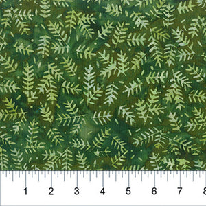 Winter Wonder Olive Sprigs Batik Fabric 80827-74 by Banyan Batiks from Northcott by the yard