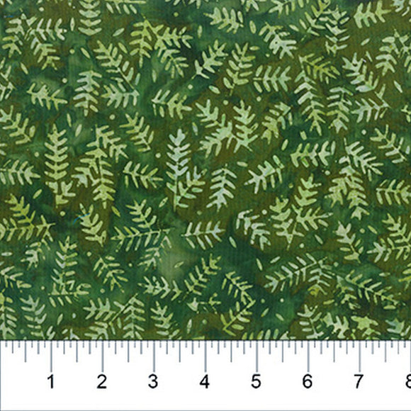 Winter Wonder Olive Sprigs Batik Fabric 80827-74 by Banyan Batiks from Northcott by the yard