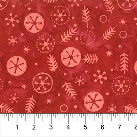 Winter Wonder Red Trim The Tree Batik Fabric 80823-24 by Banyan Batiks from Northcott by the yard