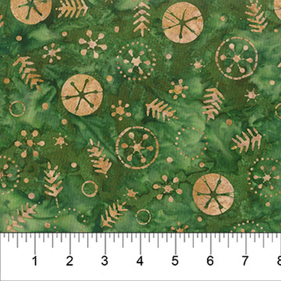Winter Wonder Olive Trim The Tree Batik Fabric 80823-74 by Banyan Batiks from Northcott by the yard