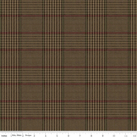 Penny Rose Fabrics Men's Wear Brown Plaid Quilt Fabric C4793 Brown