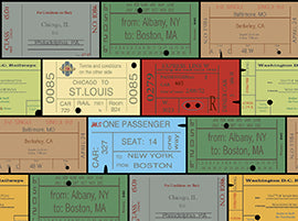 Rail King Railroad Tickets Quilt Fabric