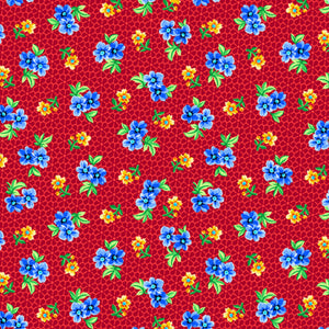 Floral Cache Spaced Floral Red Fabric 28886R from Quilting Treasures