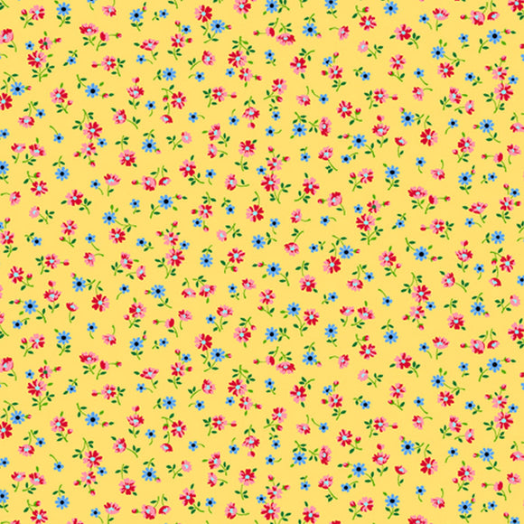 Floral Cache Mini Spaced Yellow Floral Fabric 28883S from Quilting Treasures